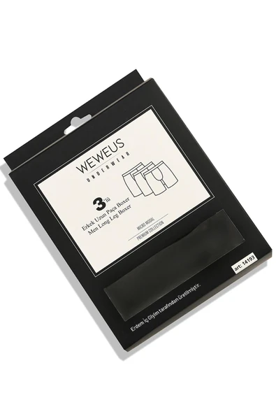 Weweus Beyaz 3'lü Micro Modal Premium Erkek Uzun Boxer 14193 - Resim 3