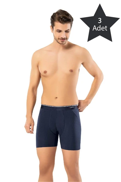 ERDEM İÇ GİYİM Erdem Lacivert 3'lü Pamuk Elastan Uzun Boxer 1470 ürün görseli