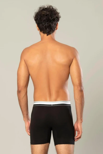 ERDEM İÇ GİYİM Erdem Siyah Pamuk Elastan Uzun Boxer 1415 - Resim 2