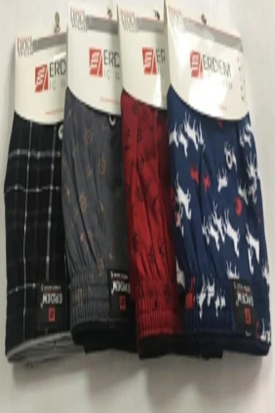 Erdem Orijinal 4 Lü 1400 Desenli Erkek Penye Boxer - Resim 2