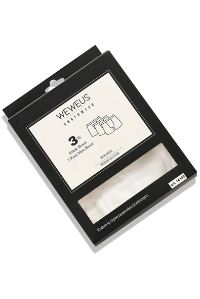 Weweus Beyaz 3'lü Micro Modal Premium Erkek Boxer 14183 - Resim 3