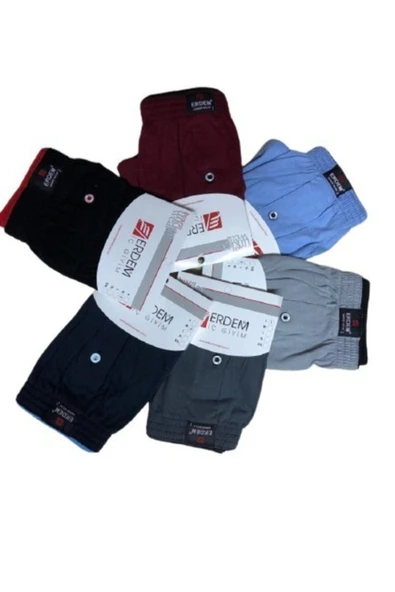 Erdem Erkek Karışık Renk 6'lı %100 Pamuk Penye Boxer ürün görseli