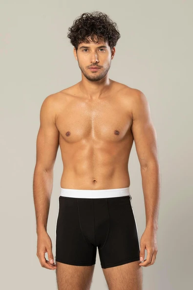 ERDEM İÇ GİYİM Erdem Siyah Pamuk Elastan Uzun Boxer 1417 - 1
