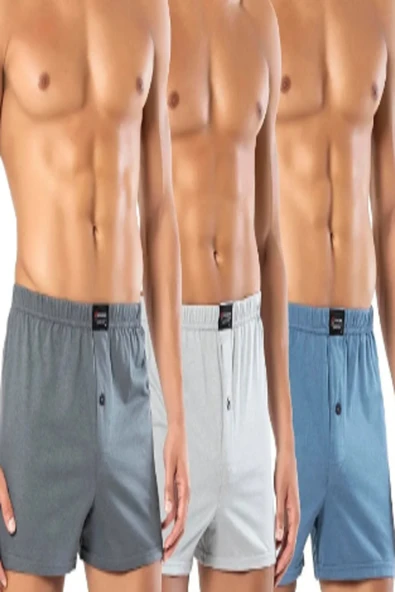 Erdem Erkek Karışık Renk ekonomik 6'lı %100 Pamuk Penye Boxer - Resim 3