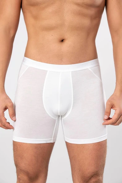Weweus Beyaz 3'lü Micro Modal Premium Erkek Uzun Boxer 14193 - 7