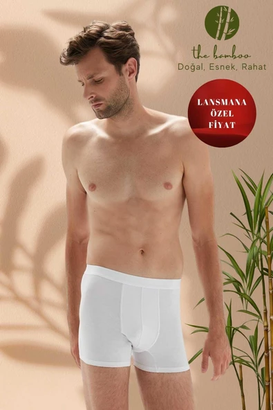 ERDEM İÇ GİYİM Weweus Beyaz Erkek Süper Ince Doğal Bambu Lüks Boxer 1012 - 1
