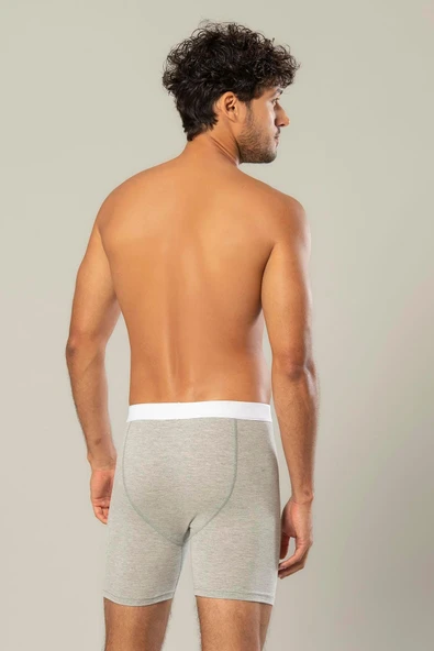 ERDEM İÇ GİYİM Erdem Gri Melanj Pamuk Elastan Uzun Boxer 1416 - Resim 2