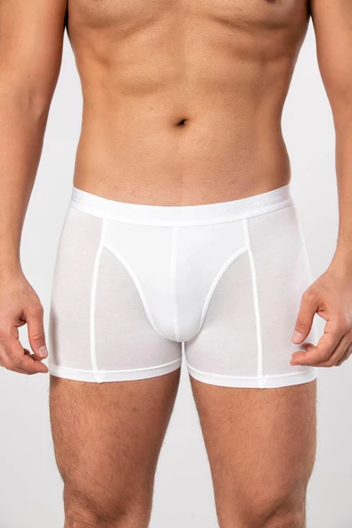 Weweus Beyaz Micro Modal Premium Erkek Boxer 1418 - 1