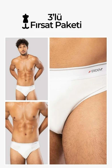 ERDEM İÇ GİYİM Erdem Beyaz 3'lü Pamuk Elastan Slip 1340 ürün görseli