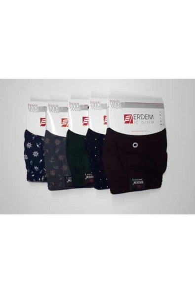 Erdem 7 Adet Desenli Renk Erkek Penye %100 Pamuklu Boxer - Resim 3