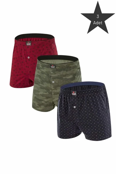 ERDEM İÇ GİYİM Erdem Karışık 3'lü Desenli Penye Boxer 1400DSN03 - 1