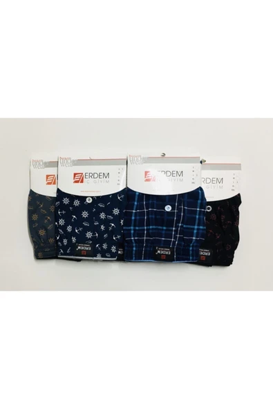 Erdem 7 Adet Desenli Renk Erkek Penye %100 Pamuklu Boxer - 2