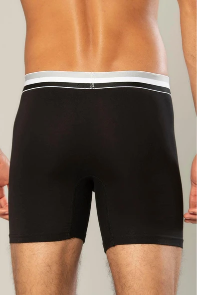 ERDEM İÇ GİYİM Erdem Siyah Pamuk Elastan Uzun Boxer 1415 - Resim 3
