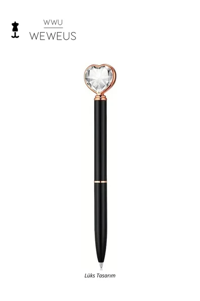 Weweus Siyah Kristal Kalp Tasarım Lüks Tükenmez Kalem ürün görseli