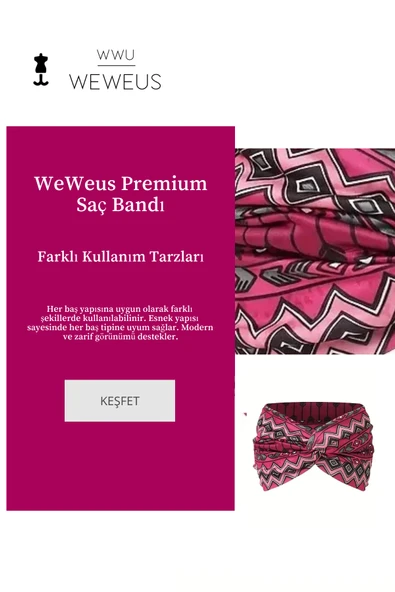 Weweus Pembe Zikzak Desen Premium Kadın Saç Bandı - 2
