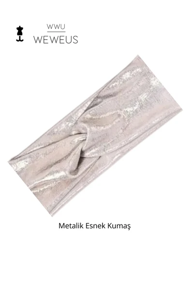 Weweus Metalik Beyaz Renk Premium Kadın Saç Bandı - 1
