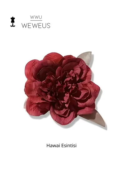 Weweus Kadın Hawai Stili Bordo Çiçek Premium Toka - 4