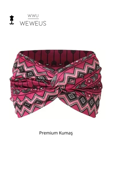 Weweus Pembe Zikzak Desen Premium Kadın Saç Bandı - 1