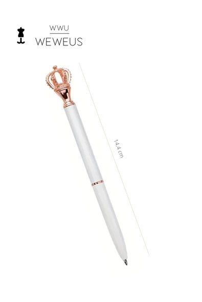 Weweus Beyaz Rose Queen Detaylı Lüks Tükenmez Kalem - Resim 4