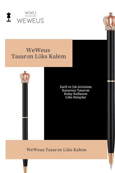 Weweus Siyah Queen Tasarım Lüks Tükenmez Kalem - Resim 2