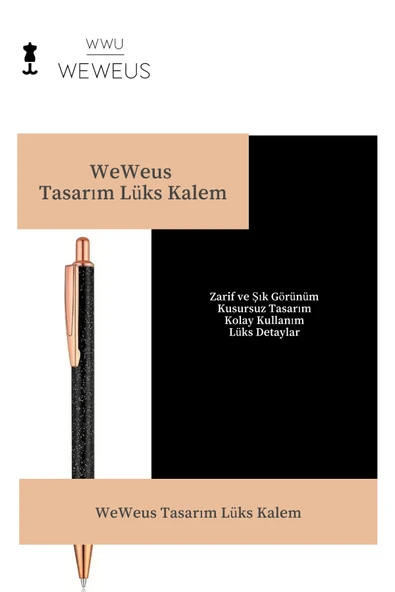 Weweus Siyah Pul Desen Tasarım Lüks Tükenmez Kalem - Resim 3