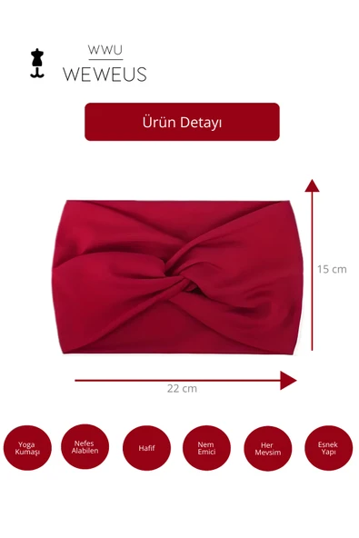 Weweus Kırmızı Düz Premium Kadın Saç Bandı - 4