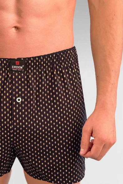 ERDEM İÇ GİYİM Erdem Siyah Baskılı Desenli Penye Boxer 1400YSK - Resim 4