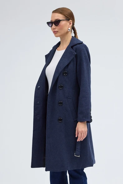 Aksesuar Detaylı Kaşe Kaban Kemerli ürün görseli 1