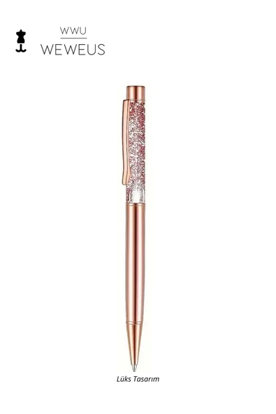 Weweus Rose Bronz Pullu Tasarım Lüks Tükenmez Kalem ürün görseli