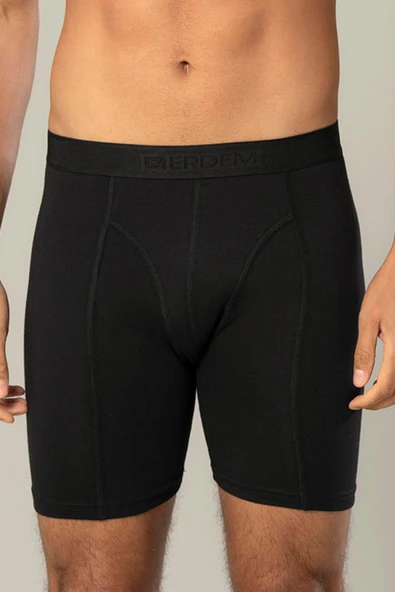ERDEM İÇ GİYİM Erdem Siyah Pamuk Elastan Uzun Boxer 1416 - Resim 4