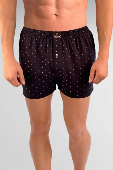 ERDEM İÇ GİYİM Erdem Lacivert Baskılı Desenli Penye Boxer 1400YKCP - Resim 2