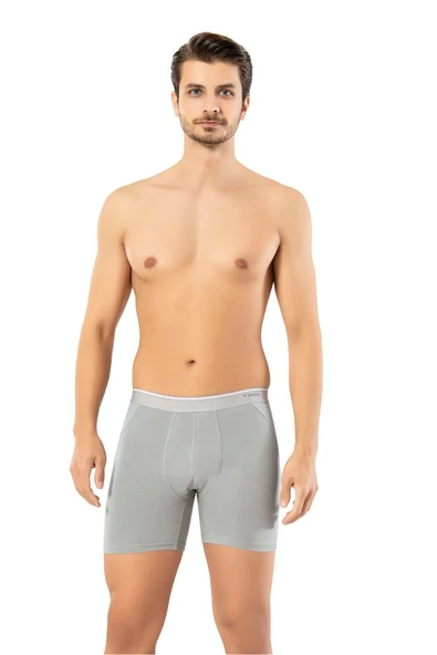 ERDEM İÇ GİYİM Erdem Gri Pamuk Elastan Uzun Boxer 1470 - Resim 2