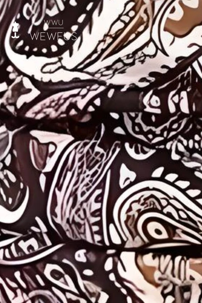 Weweus Kahve Krem Desen Kadın Saç Bandı - Resim 3