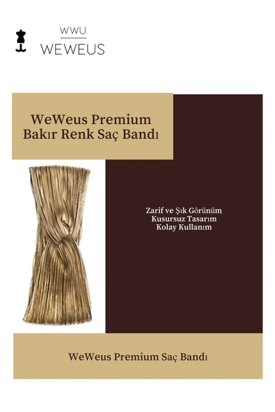 Weweus Parlak Bakır Renk Premium Kadın Saç Bandı - 3