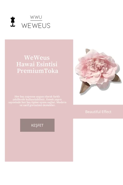 Weweus Kadın Hawai Stili Toz Pembe Çiçek Premium Toka - 3