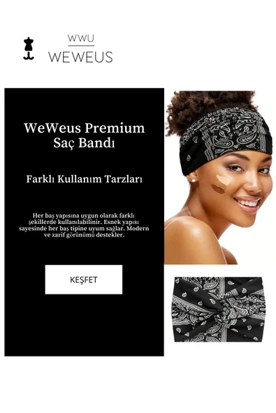 Weweus Siyah Damla Desen Premium Kadın Saç Bandı - 2