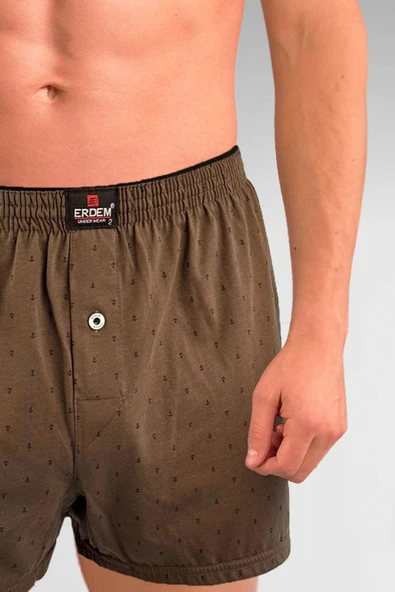 ERDEM İÇ GİYİM Erdem Haki Baskılı Desenli Penye Boxer 1400YKCP - Resim 4