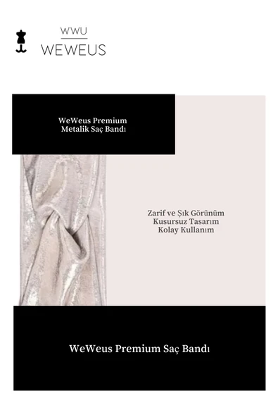 Weweus Metalik Beyaz Renk Premium Kadın Saç Bandı - 2