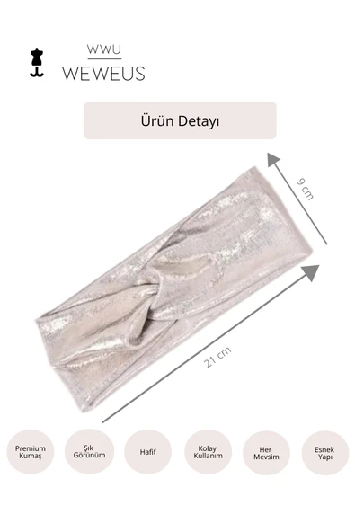 Weweus Metalik Beyaz Renk Premium Kadın Saç Bandı - 4