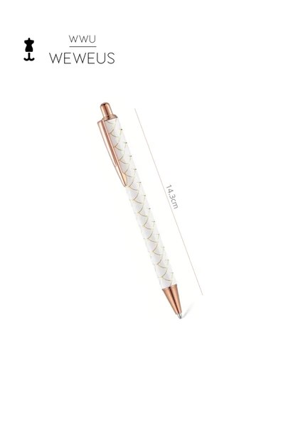 Weweus Beyaz Rose Detaylı Desen Şekil Lüks Tükenmez Kalem - Resim 4