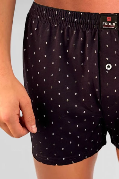 ERDEM İÇ GİYİM Erdem Lacivert Baskılı Desenli Penye Boxer 1400YKCP - Resim 3
