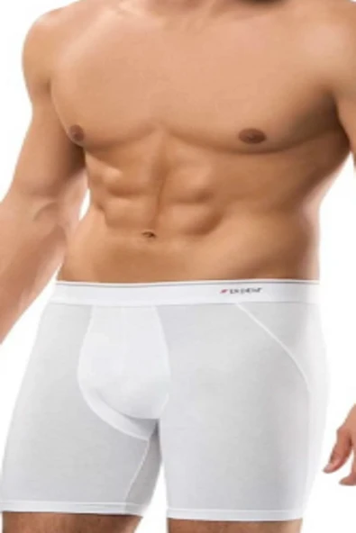 Erdem Erkek Beyaz Pamuk Elastan Uzun Boxer 3'lü Paket - Resim 3
