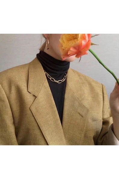 kozenbijoux Altın Rengi Gerdanlık Kolye Kalın Zincir - 1