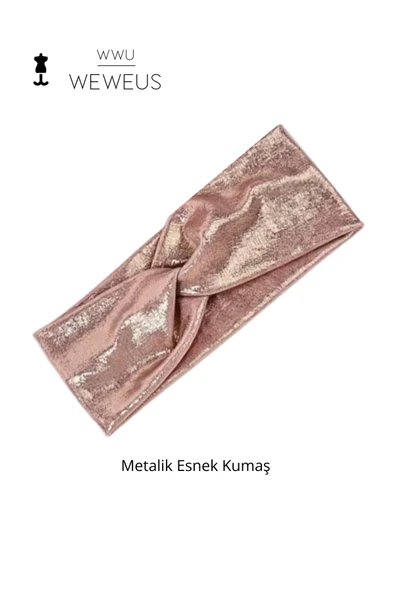 Weweus Metalik Toz Pembe Renk Premium Kadın Saç Bandı - 1