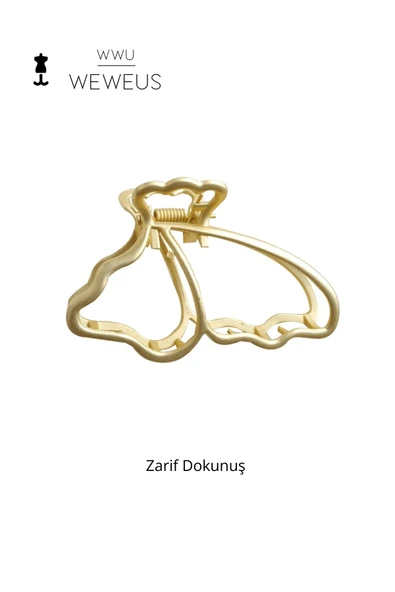 Weweus Kadın Gold Altın Renk Parlak Kelebek Premium Toka - 1