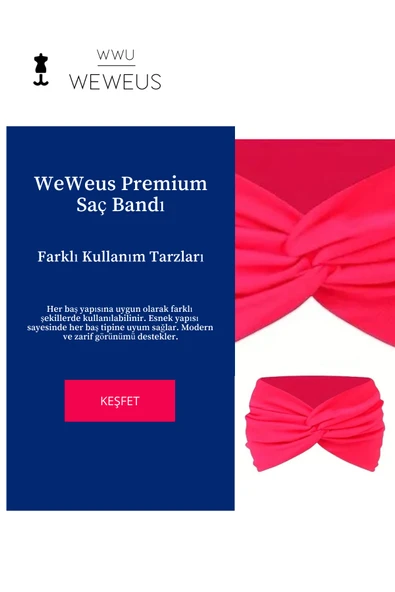 Weweus Koyu Pembe Düz Premium Kadın Saç Bandı - 2