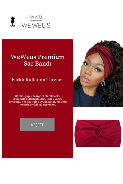 Weweus Kırmızı Düz Premium Kadın Saç Bandı - 2