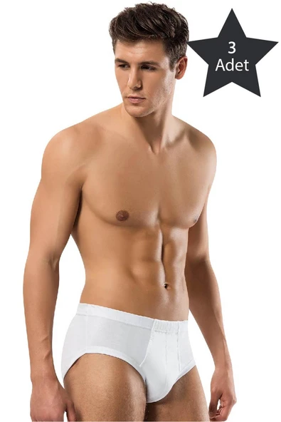 ERDEM İÇ GİYİM Erdem 3'lü Beyaz Ribana Slip Külot 13203 ürün görseli