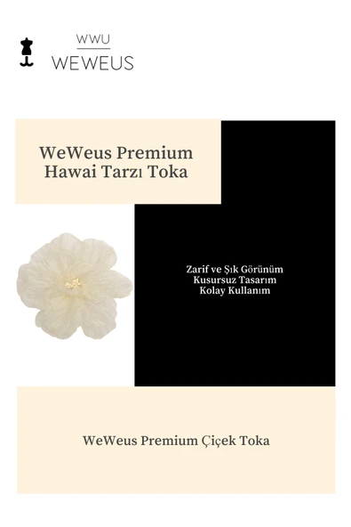 Weweus Kadın Hawai Stili Kırık Beyaz Çiçek Premium Toka - 3