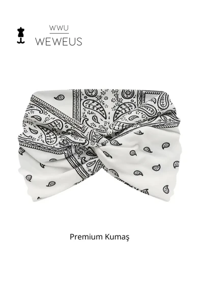 Weweus Beyaz Damla Desen Premium Kadın Saç Bandı ürün görseli
